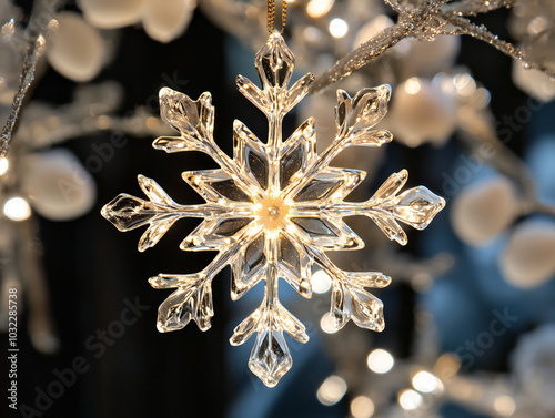 A delicate crystal snowflak...
