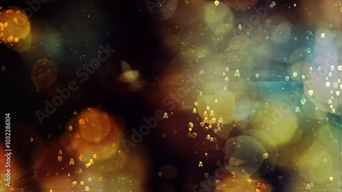 Seamless 4K Animation of Abstract Gold Glitter Blurred Background with Bokeh