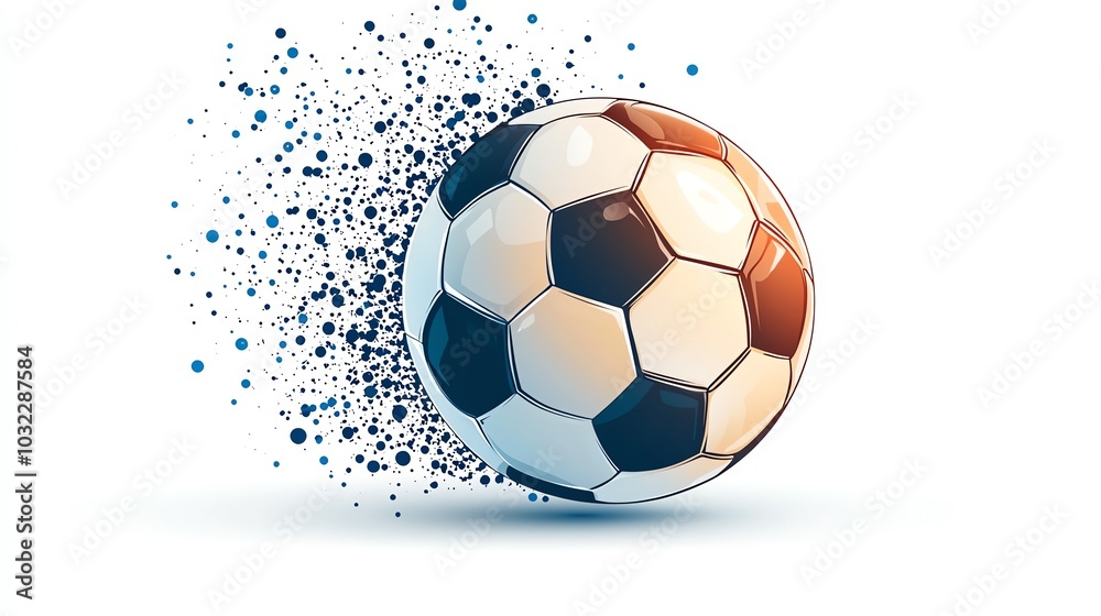 Naklejka premium Dynamic soccer ball in motion on a white isolated background, captured with a sense of speed and energy.