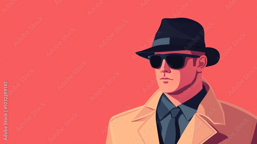 A stylish man in a fedora and sunglasses, exuding an aura of mystery and confidence against a vibrant background. A stylish man in a fedora and sunglasses, exuding an aura of mystery and confidence against a vibrant background.