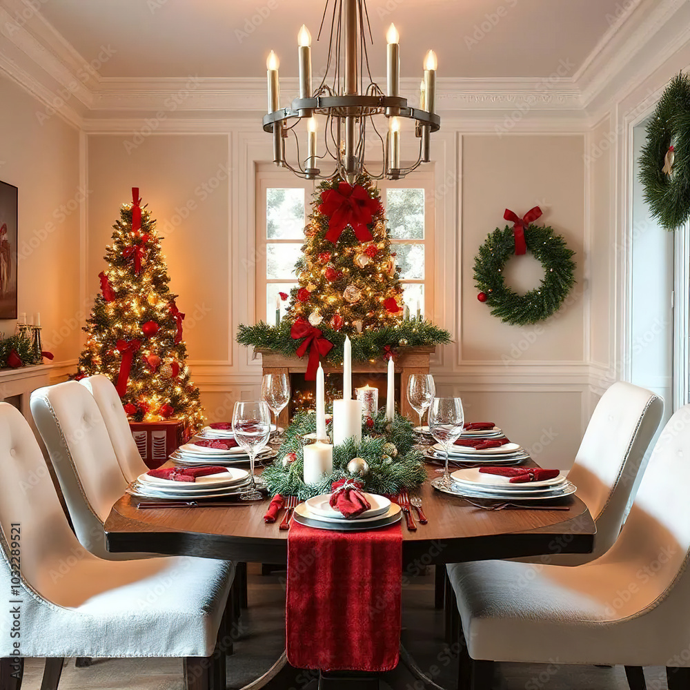 festive christmas dinner table with new year decoration. merry christmas and happy new year 2025 festive christmas dinner table with new year decoration. merry christmas and happy new year 2025