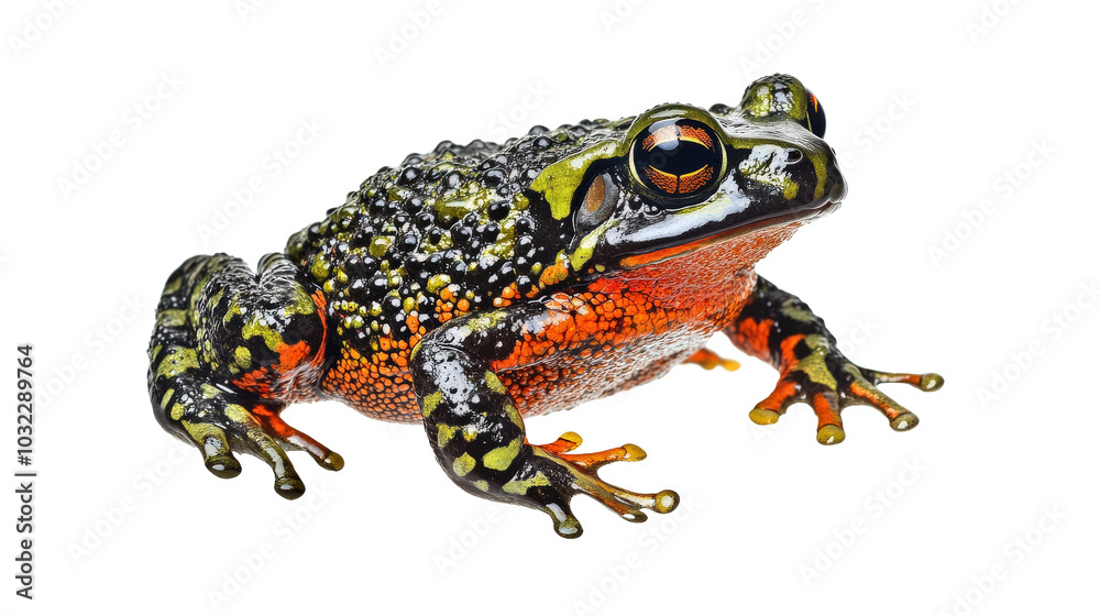 Fototapeta premium Vibrant frog with colorful markings, Transparent background