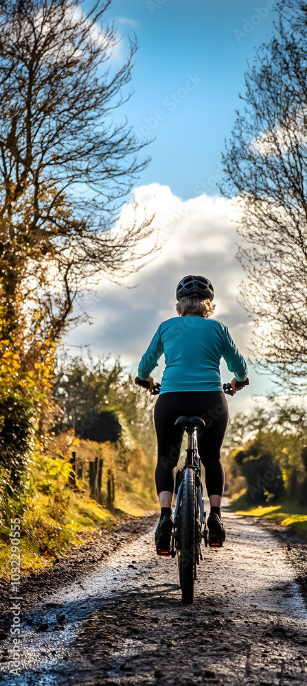 Fototapeta premium Cycling Through Autumnal Woods