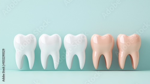 Colorful dental models representing tooth health and care photo