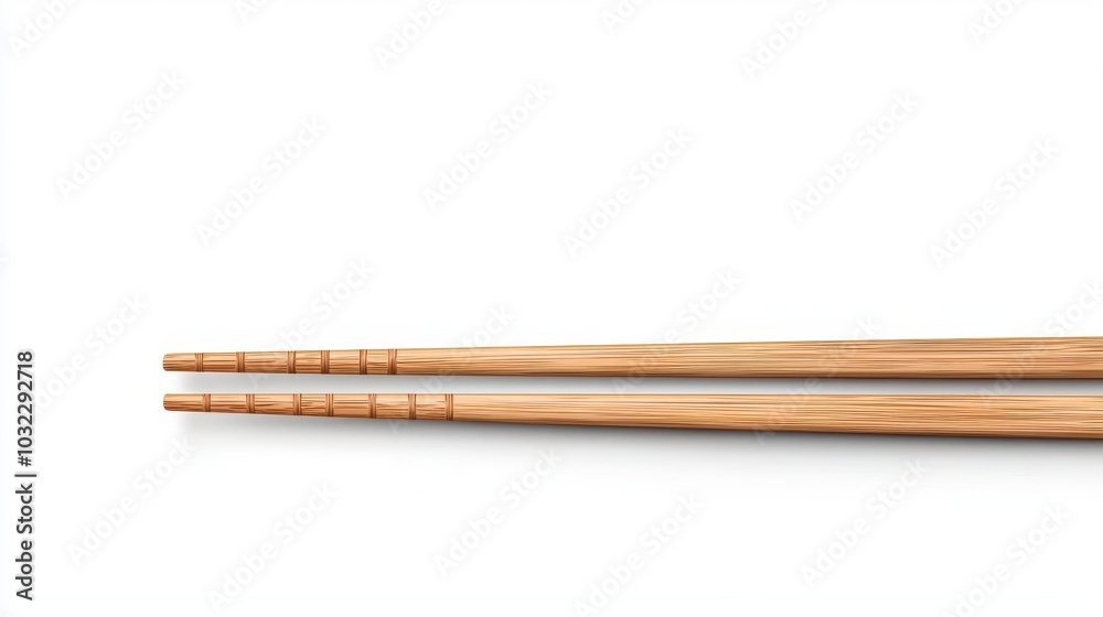 A wooden chopsticks illustration, dining item, realistic style, natural wood texture, isolated on white background A wooden chopsticks illustration, dining item, realistic style, natural wood texture, isolated on white background