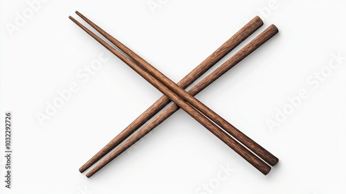 A wooden chopsticks illustration, dining item, realistic style, natural wood texture, isolated on white background