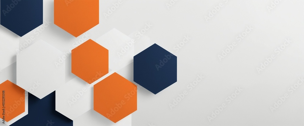 Geometric abstract banner with hexagonal grids on the left and clear right side