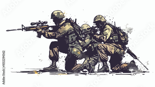 International Army Games Mixed Media Handdrawn Vector Illustration