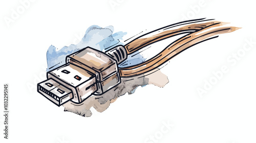 Modern Internet Connection Cable Design - Handdrawn Vector Artwork