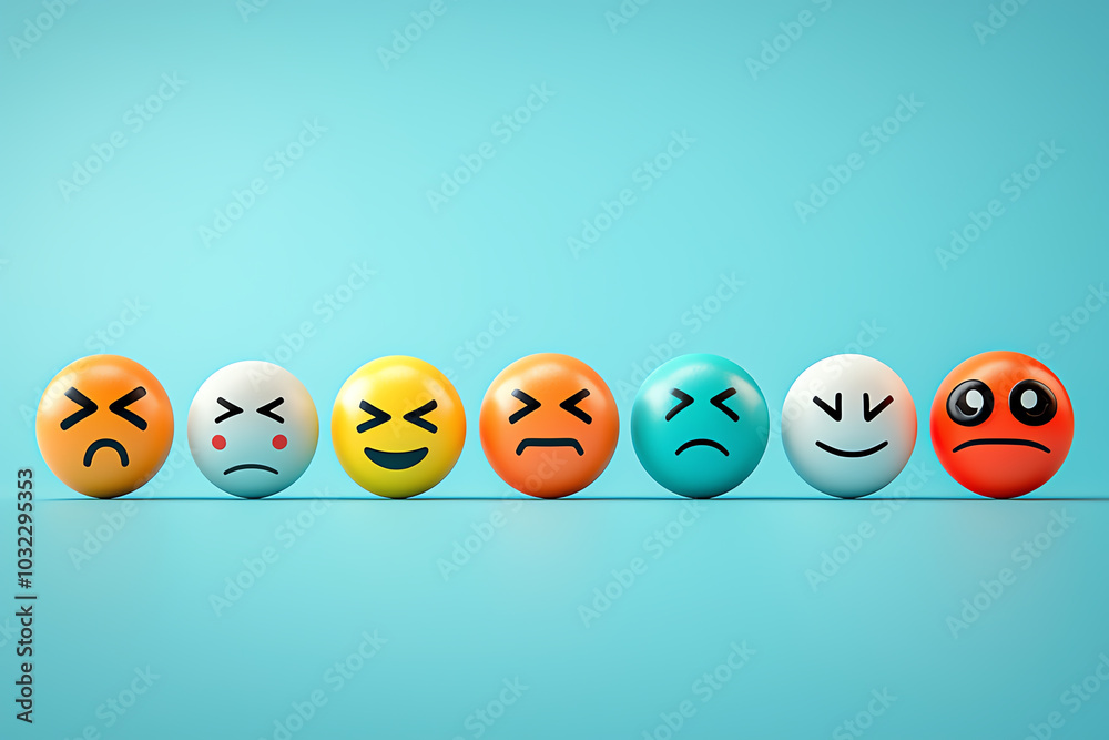 Glossy emoji icons, minimalist visual symbols in a sleek design, 3D illustration Glossy emoji icons, minimalist visual symbols in a sleek design, 3D illustration