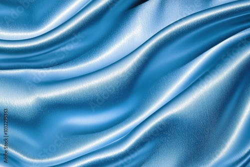 A smooth, flowing blue satin fabric with gentle waves and a soft sheen, ideal for design and textile applications.