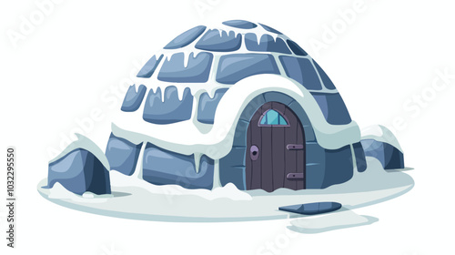 Traditional Inuit Eskimo Igloo Snow House Flat Illustration