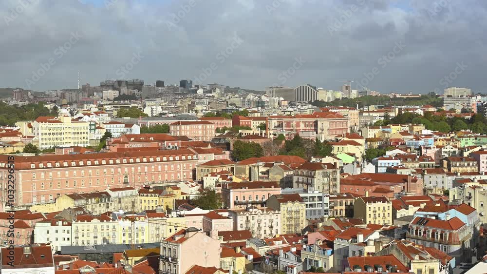 Lisbon Portugal, high angle view city skyline at Lisbon Baixa district Lisbon Portugal, high angle view city skyline at Lisbon Baixa district