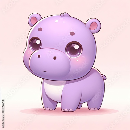 Cartoon piggy hippopotamus illustration for baby zoo animal
