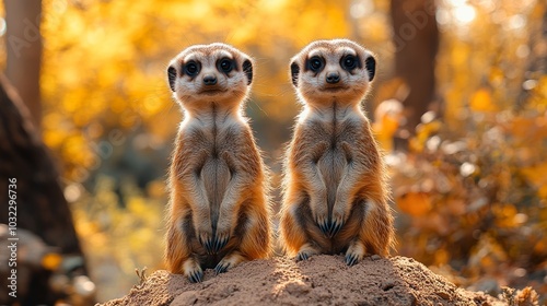 Wallpaper Mural Curious Meerkat Standing Alert on Mound - Wildlife Photo Torontodigital.ca