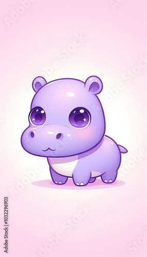 Cartoon piggy hippopotamus illustration for baby zoo animal