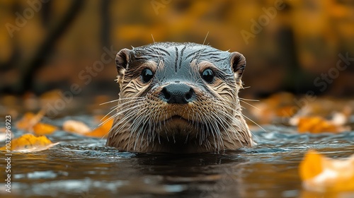 Curious Otter Peeking From Riverbank - Wildlife Photography