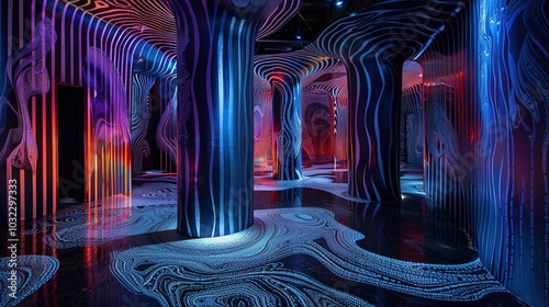 An abstract, futuristic roo...
