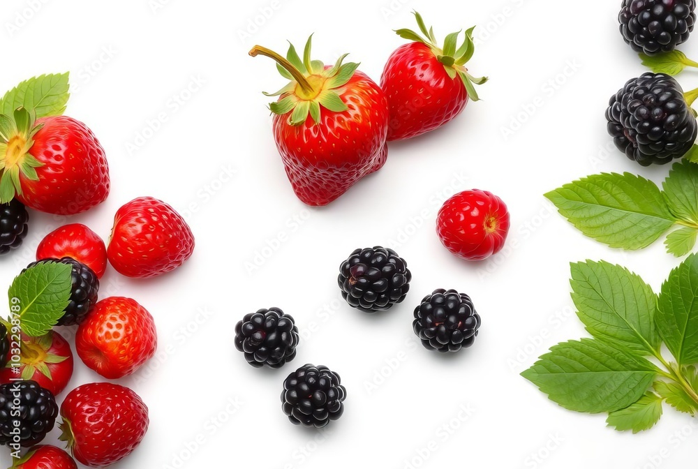 Strawberry and Blackberry on White Strawberry and Blackberry on White
