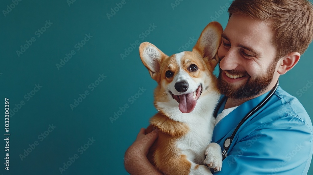 A man is holding a dog and smiling A man is holding a dog and smiling