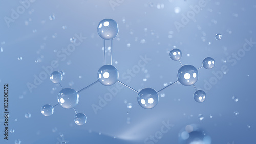 methyl acetate molecular structure, 3d model molecule, carboxylate ester, structural chemical formula view from a microscope photo