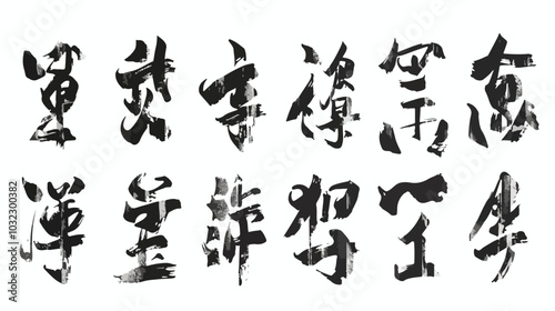 Japanese Characters Hieroglyphs for Sumo Martial Art