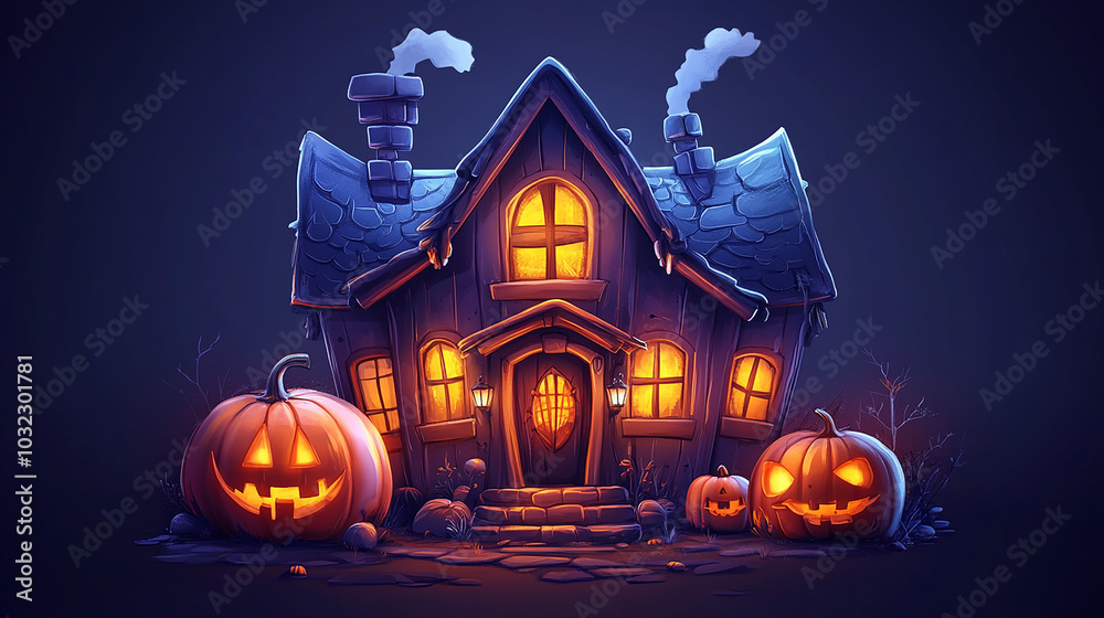 Halloween Night Background Vector Illustration with Pumpkins on the Moonlight and Several Other Elements in Flat Cartoon Hand Drawn Templates. Halloween Night Background Vector Illustration with Pumpkins on the Moonlight and Several Other Elements in Flat Cartoon Hand Drawn Templates.