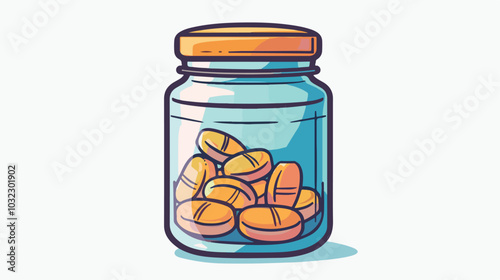 Medical Jar with Medicine Icon Vector Illustration