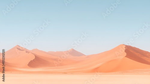 Stunning Desert Landscape with Majestic Sand Dunes and Mountainous Horizon