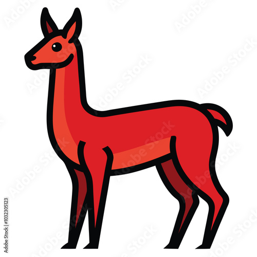 Solid color Vicuña animal vector design