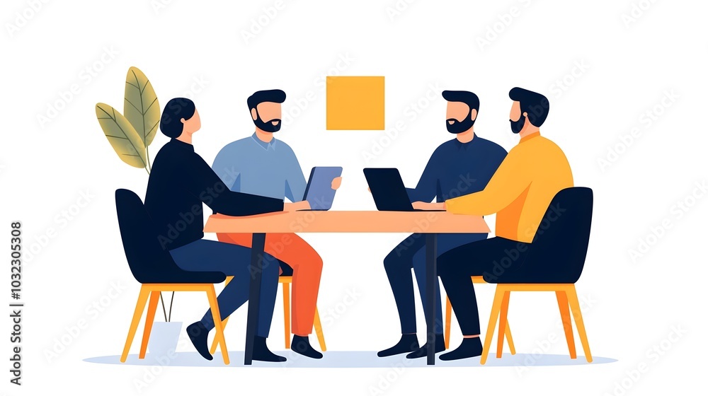 Isometric view of a digital marketing team collaborating in a modern open workspace The image showcases the collaborative environment with desks chairs laptops and other office equipment Isometric view of a digital marketing team collaborating in a modern open workspace The image showcases the collaborative environment with desks chairs laptops and other office equipment