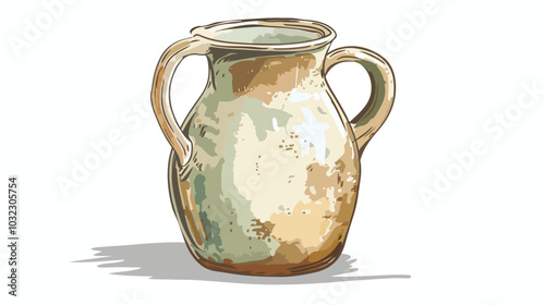 Hand-drawn Ceramic Tableware Jug Vector Illustration