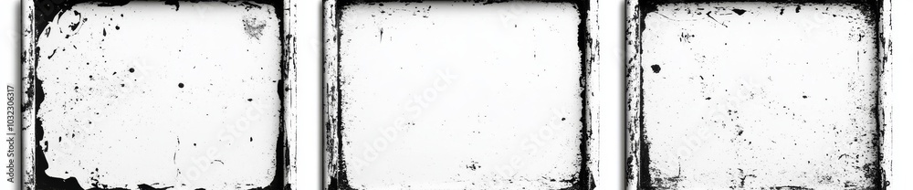 Grunge frames with abstract rectangles and white text. Monochrome design. Grunge frames with abstract rectangles and white text. Monochrome design.