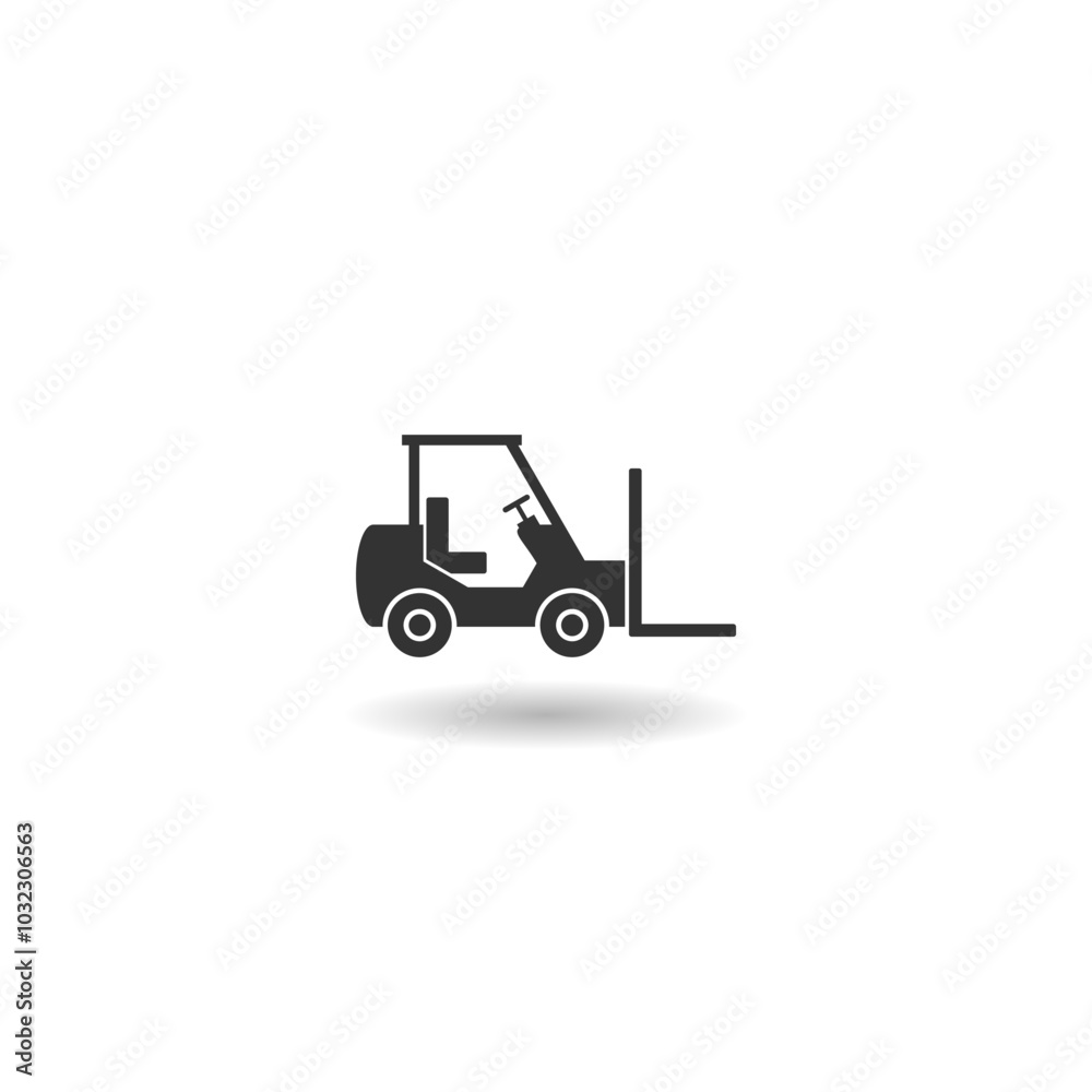 Warehouse forklift icon with shadow Warehouse forklift icon with shadow