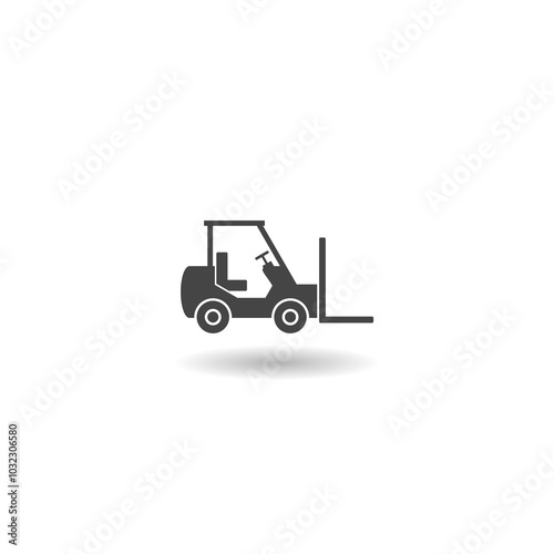 Warehouse forklift icon with shadow