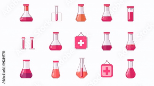 science filled icons. glyph vector icons such as volumetric flask. drops. lab. h2o. dispersion. magnetism. microorganism. medicines sign isolated on white background.