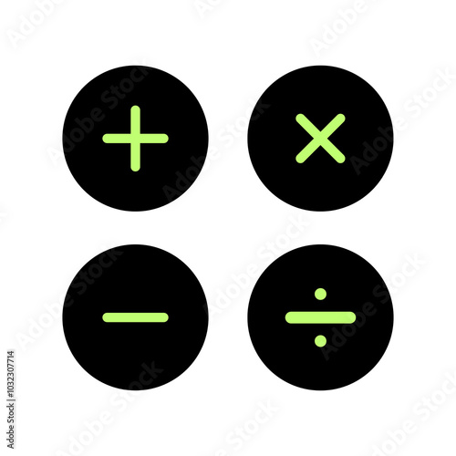 Rounded Black Math Plus Minus Icon Set PNG