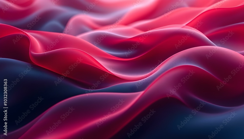 3D red technology dynamic Illustration wavy curves abstract background with space copy. Dark grey black abstract background with red glowing lines design for business. Bright sunny red wave background