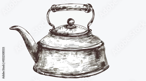 Hand-drawn Vector Illustration of Kitchen Utensil Kettle - Professional Drawing with Elegant Style for Design Inspiration and Culinary Concepts