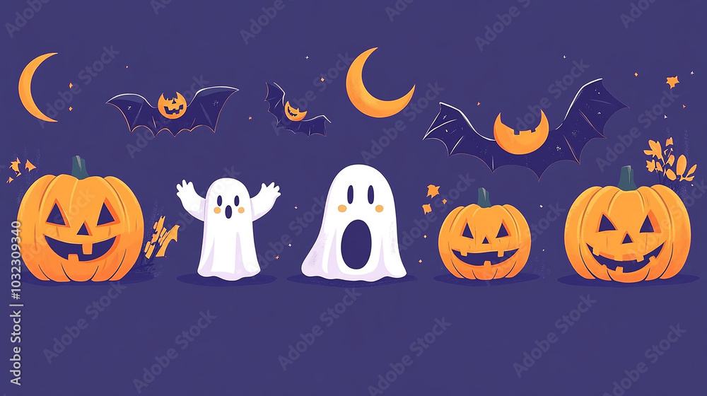 Collection of spooky objects and characters. Halloween design elements in 3d style. Decorations for children's design for the celebration of Halloween. Vector illustration. Collection of spooky objects and characters. Halloween design elements in 3d style. Decorations for children's design for the celebration of Halloween. Vector illustration.