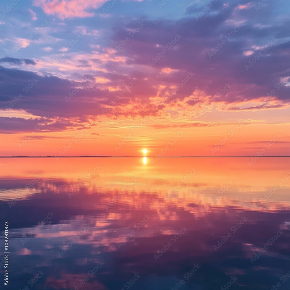 Naklejka premium a beautiful view with a sky with shades of orange, red, purple and sometimes golden