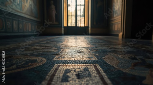 Wallpaper Mural Mosaic scene of centaur and nymph in Roman villa detailed shading with light effect Torontodigital.ca