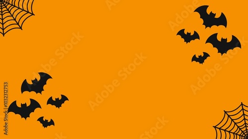 Minimalist Halloween Animation with Flying Bats and Spider Webs – Perfect for Halloween Backgrounds and Party Invitations.