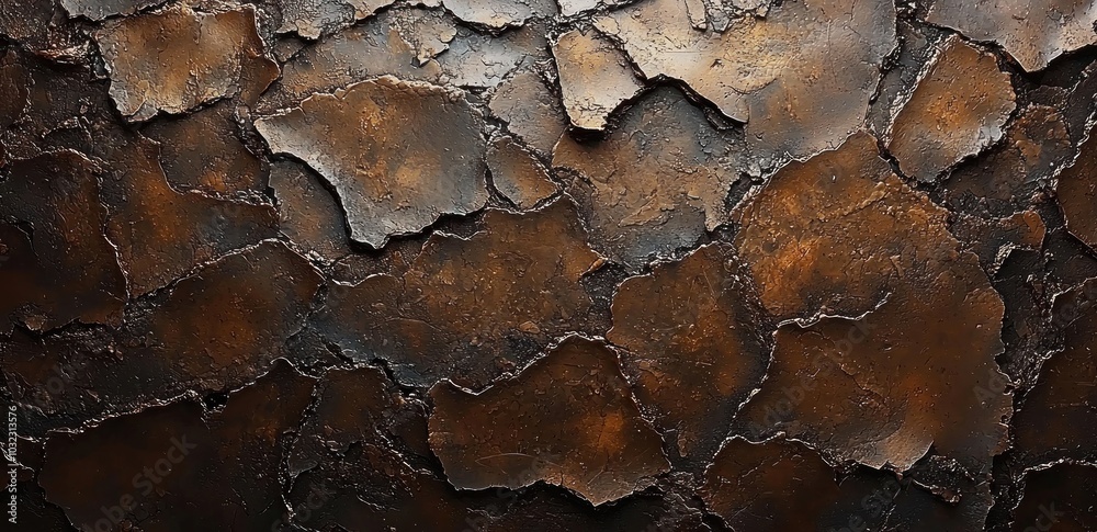 Fototapeta premium Close-up of cracked and weathered asphalt surface with rough texture and broken pieces Generative AI