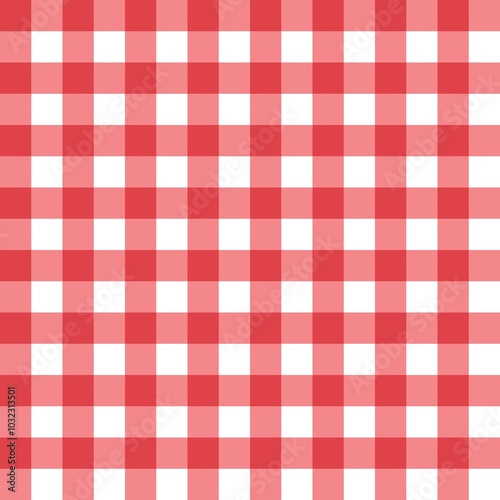 Red Gingham seamless pattern. Texture from squares for - plaid, tablecloths, clothes, shirts, dresses, paper, blankets, quilts and other textile products. red picnic towel. 