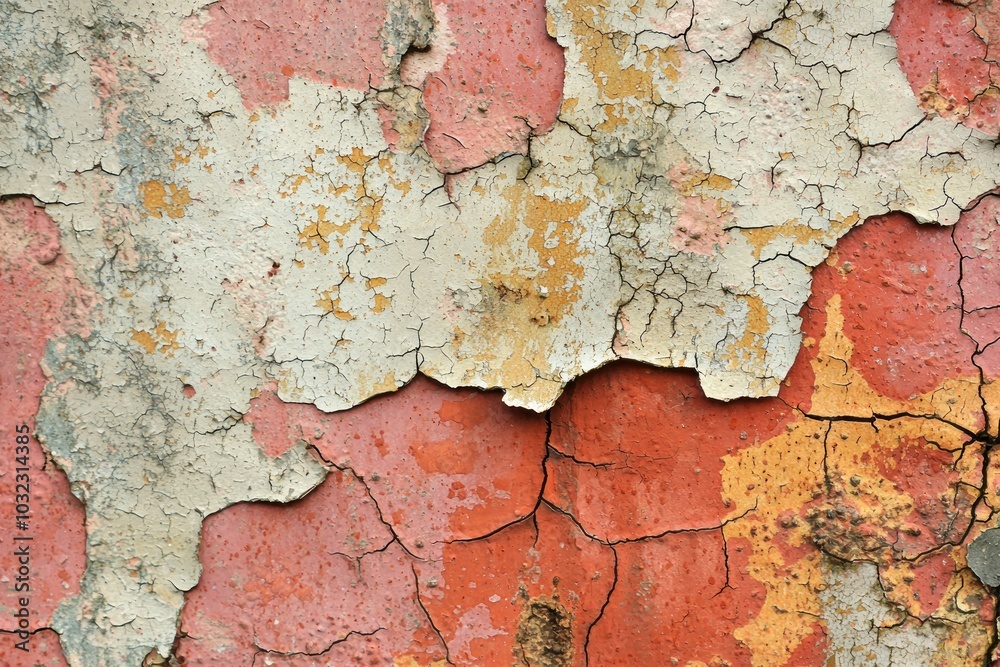 Fototapeta premium Aged wall with cracked and peeling paint Generative AI