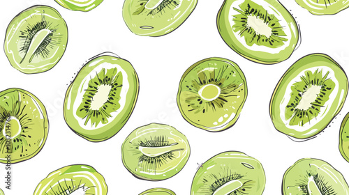 Kiwi Fruits Pattern Background Vector Illustration