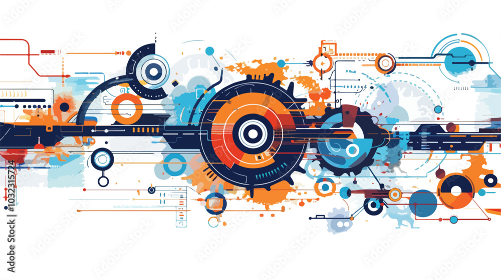 Obraz premium Innovative Technology Background with Mixed Media Flat Design