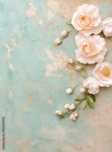 Elegant pastel floral arrangement on textured background