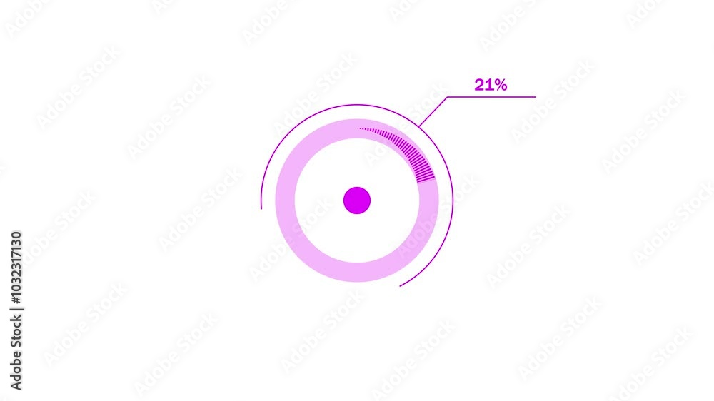 loading icon animation magenta red color 29% circle. magenta red color storage pie chart on white background. loading icon animation magenta red color 29% circle. magenta red color storage pie chart on white background.